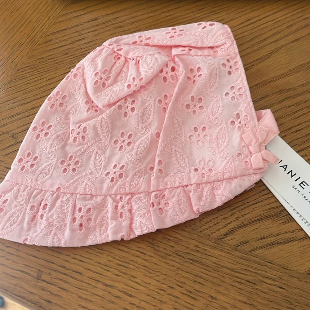 Janie and Jack Pink Bonnet Hat Size 12-18 Months NWT